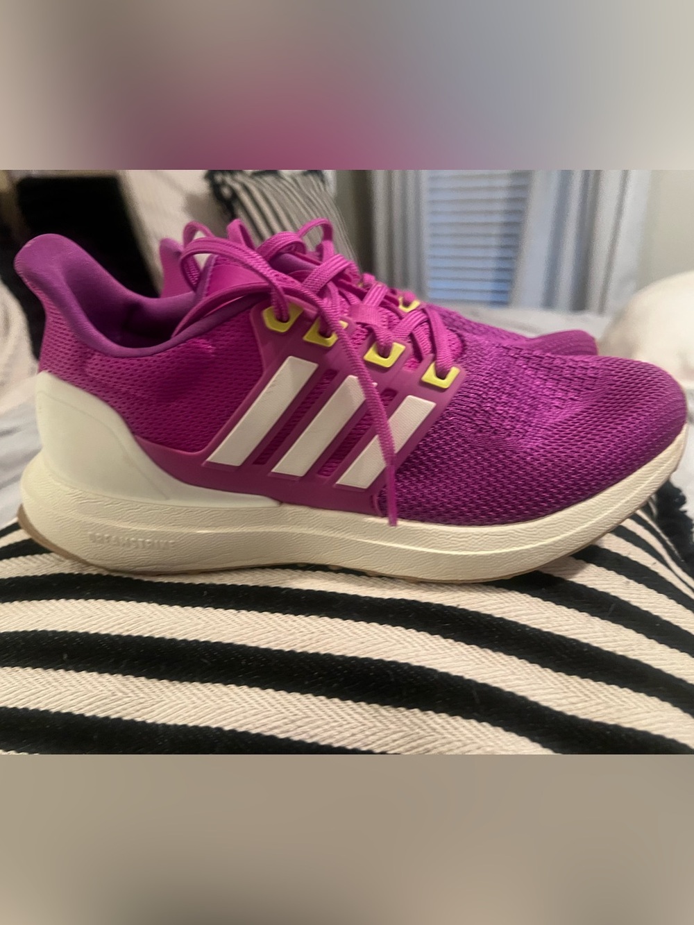 adidas Magenta Running Shoes with White Stripes